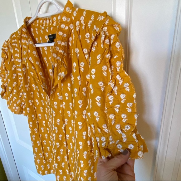 NWT JCrew ruffle sleeve cotton flower top, mustard - Picture 5 of 12